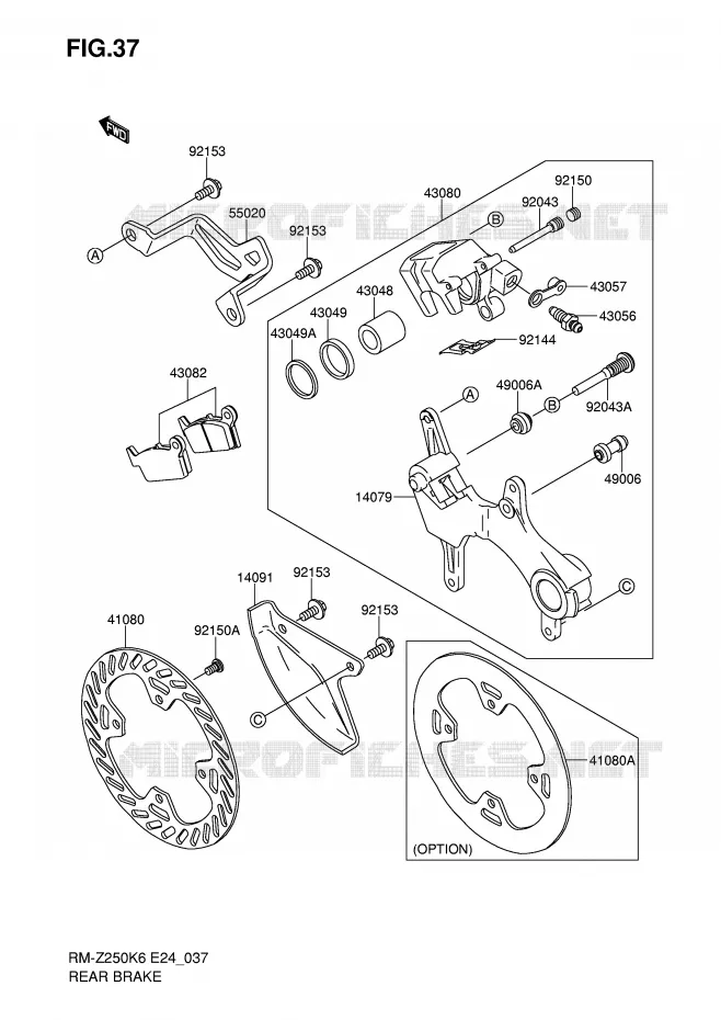 FREIN ARRIERE Suzuki MOTO 250 RM-Z 2006  RM-Z250K6(E24)