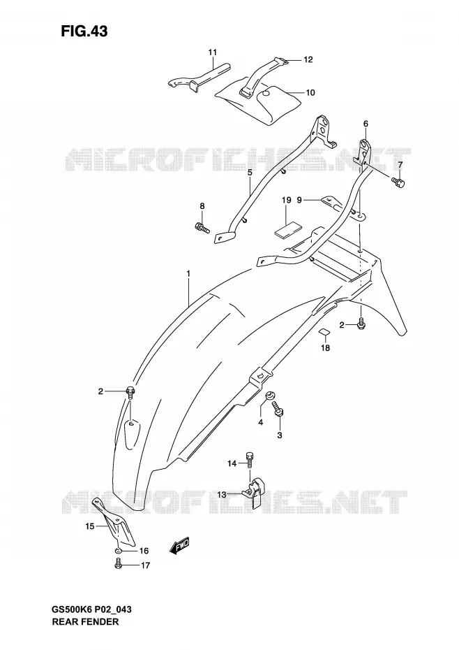 GARDE BOUE ARRIERE Suzuki MOTO 500 GS-E 2005  GS500K5(P19)