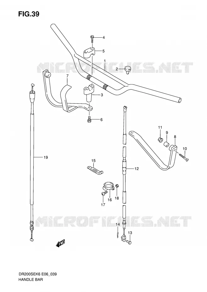 GUIDON (E24) Suzuki MOTO 200 DR 2008  DR200SEK8(E6)