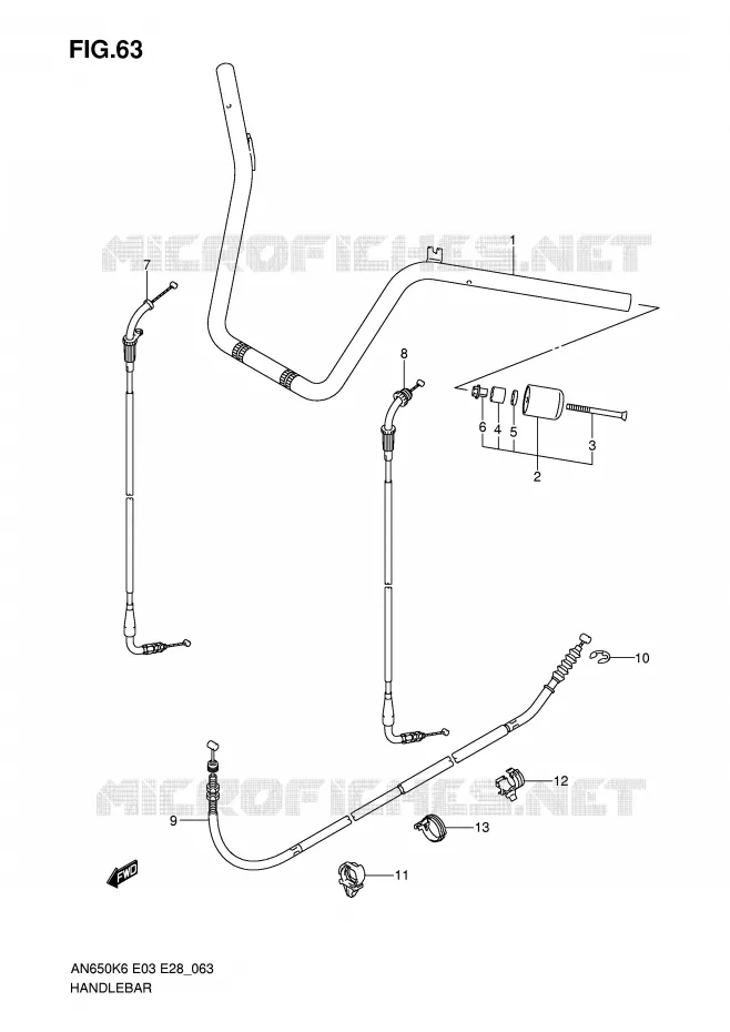 GUIDON (MODEL K6/K7/K8) Suzuki SCOOTER 650 BURGMAN 2007  AN650K7(E3/E28)