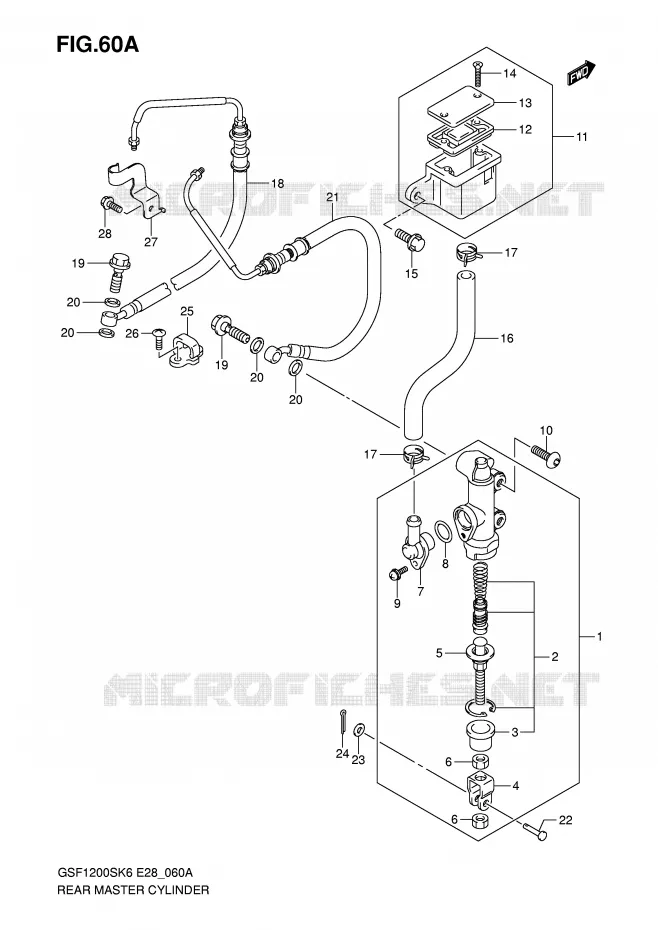 MAITRE CYLINDRE ARRIERE (GSF1200SAK6) Suzuki MOTO 1200 BANDIT 2006  GSF1200SK6(E28)