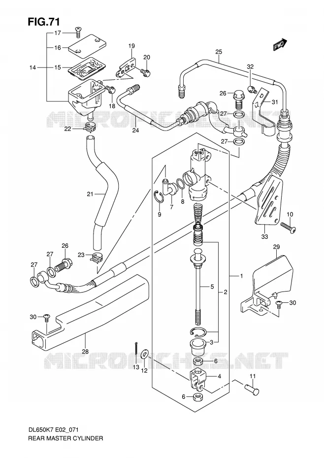 MAITRE CYLINDRE DE FREIN ARRIERE (DL650AK7/AK8/AK9/AL0/AUEL0) Suzuki MOTO 650 V-STROM 2007  DL650K7(E2)