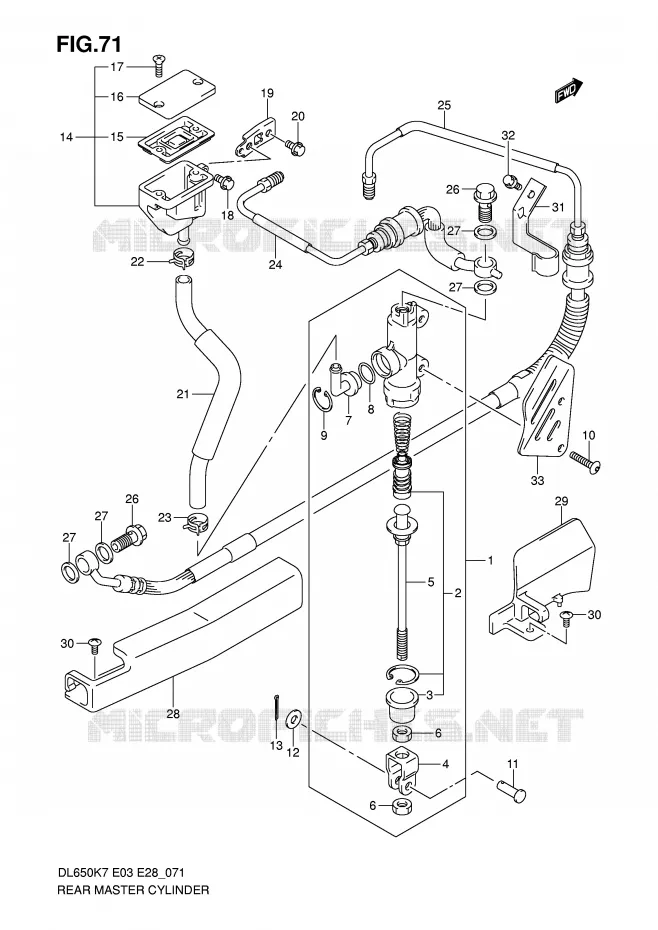 MAITRE CYLINDRE DE FREIN ARRIERE (DL650AK7/AK8/AK9/AL0) Suzuki MOTO 650 V-STROM 2008  DL650K8(E3/E28)