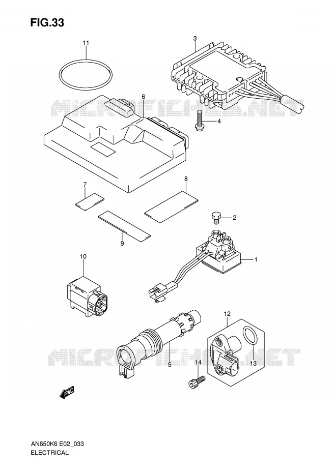 PARTIE ELECTRIQUE (MODEL K6/K7/K8/K9) Suzuki SCOOTER 650 BURGMAN 2010  AN650AL0(E2)
