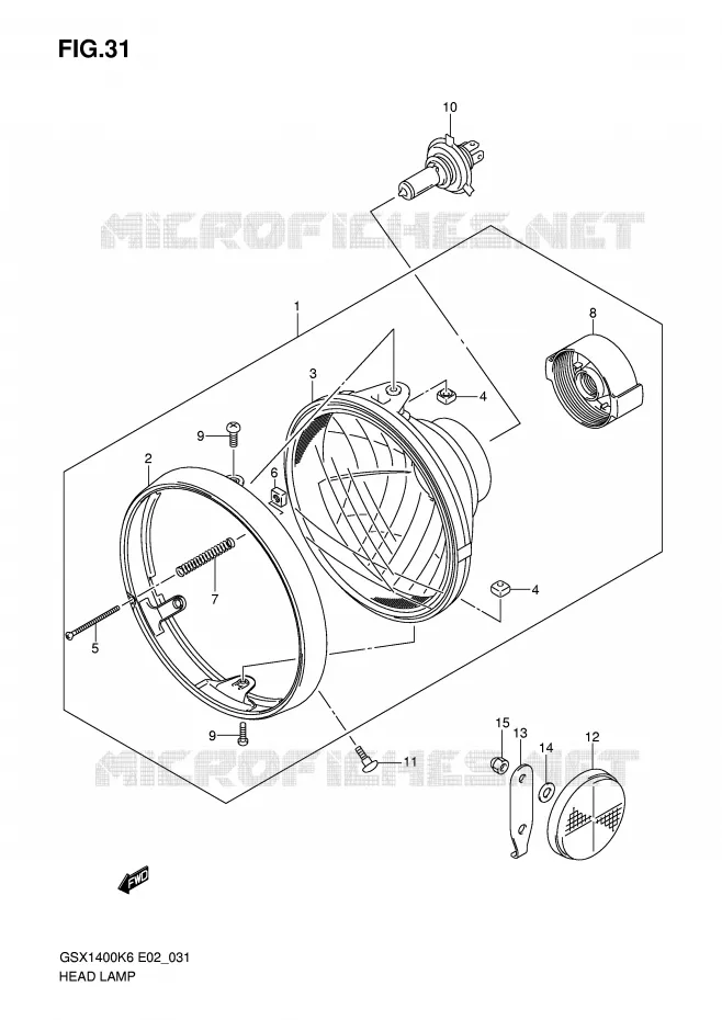 PHARE (GSX1400K6/K7/ZK7 E24) Suzuki MOTO 1400 GSX 2007  GSX1400K7(E2)