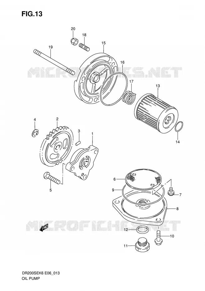 POMPE A HUILE Suzuki MOTO 200 DR 2010  DR200SEL0(E6)