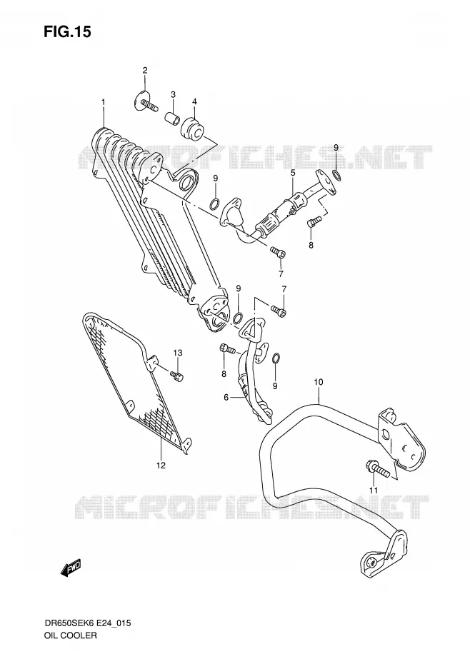 RADIATEUR D'HUILE Suzuki MOTO 650 DR 2009  DR650SEK9(E24)