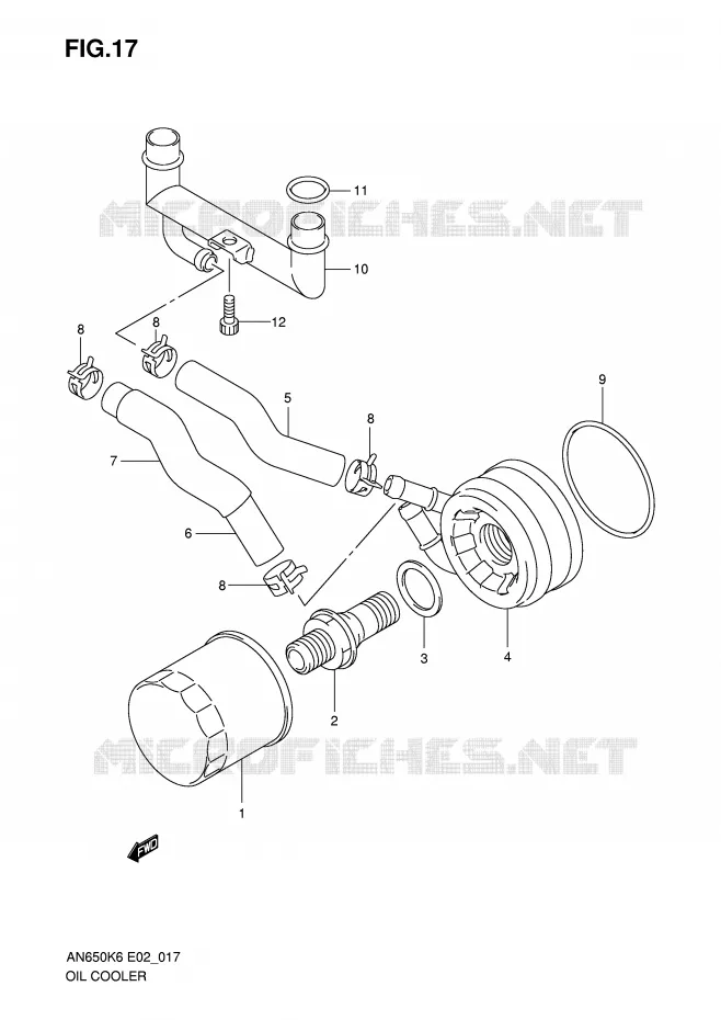RADIATEUR D'HUILE Suzuki SCOOTER 650 BURGMAN 2007  AN650AK7(E2)