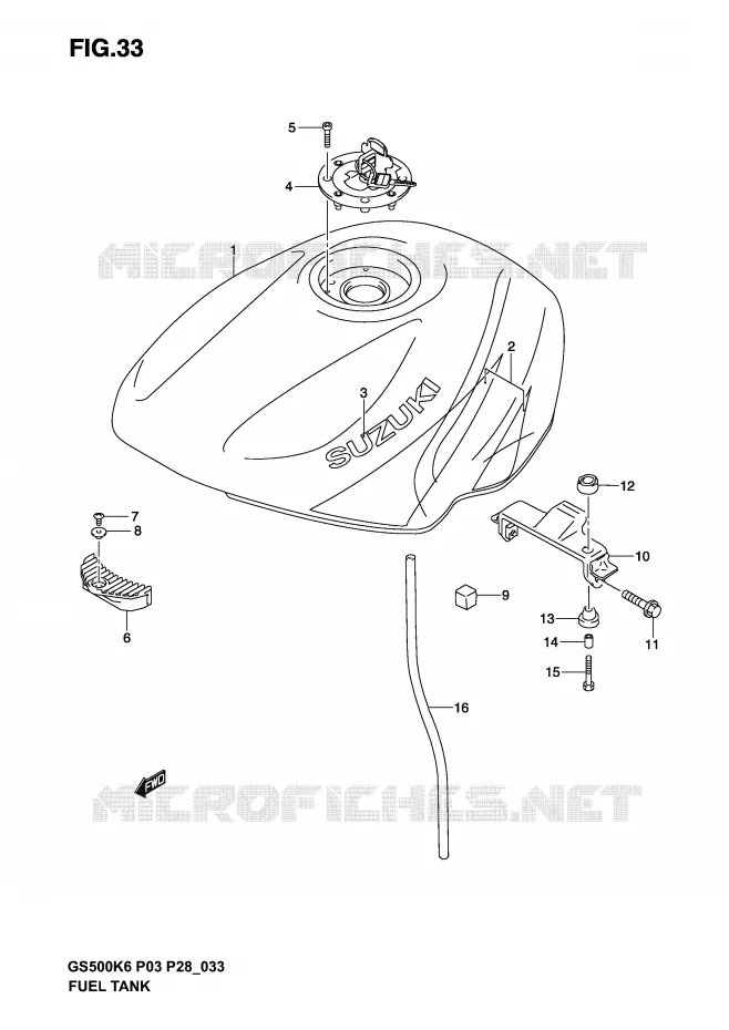 RESERVOIR D'ESSENCE (MODELE K3) Suzuki MOTO 500 GS-E 2006  GS500K6(P3)