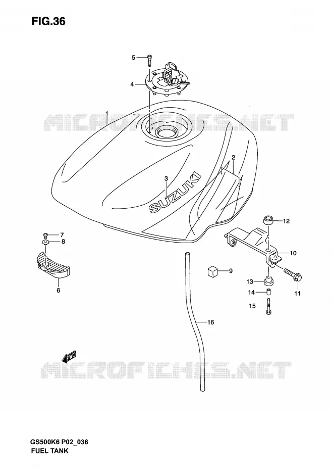 RESERVOIR D'ESSENCE (MODELE K3) Suzuki MOTO 500 GS-F 2005  GS500FUK5(P19)
