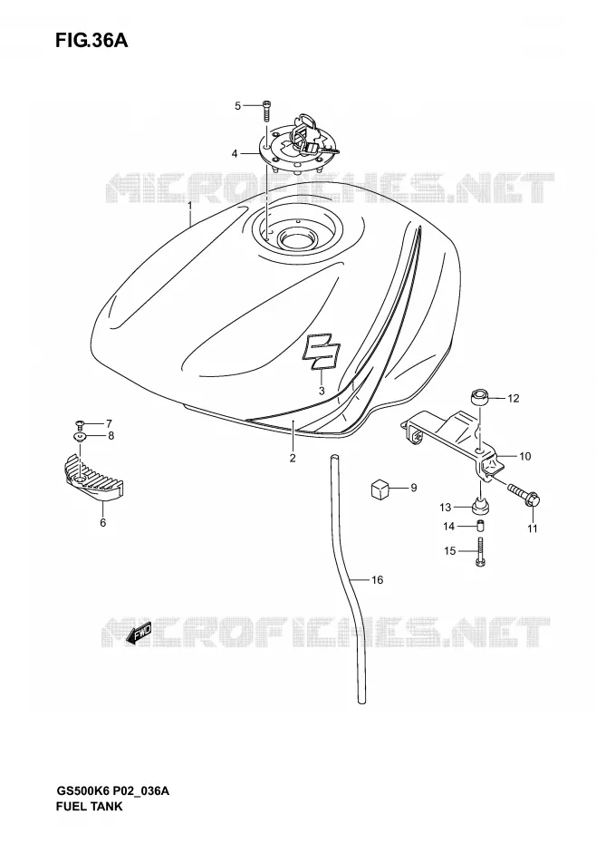 RESERVOIR D'ESSENCE (MODELE K4) Suzuki MOTO 500 GS-E 2005  GS500K5(P19)