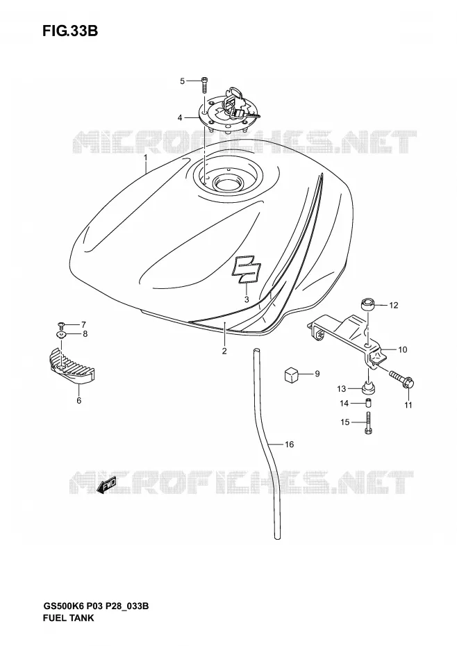 RESERVOIR D'ESSENCE (MODELE K5) Suzuki MOTO 500 GS-E 2004  GS500K4(P3)