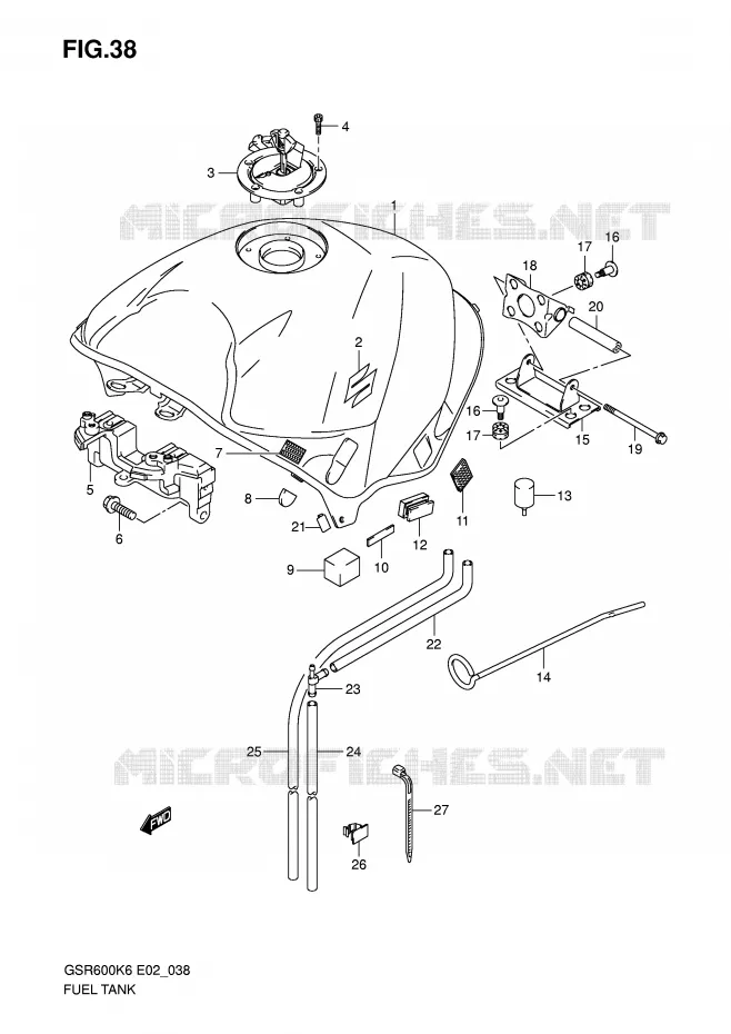 RESERVOIR D'ESSENCE (MODELE K6) Suzuki MOTO 600 GSR 2010  GSR600AL0(E2)