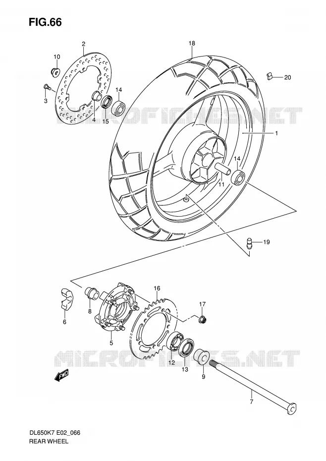 ROUE ARRIERE (DL650K7/K8/K9/L0/UEL0) Suzuki MOTO 650 V-STROM 2010  DL650UEL0(E2)