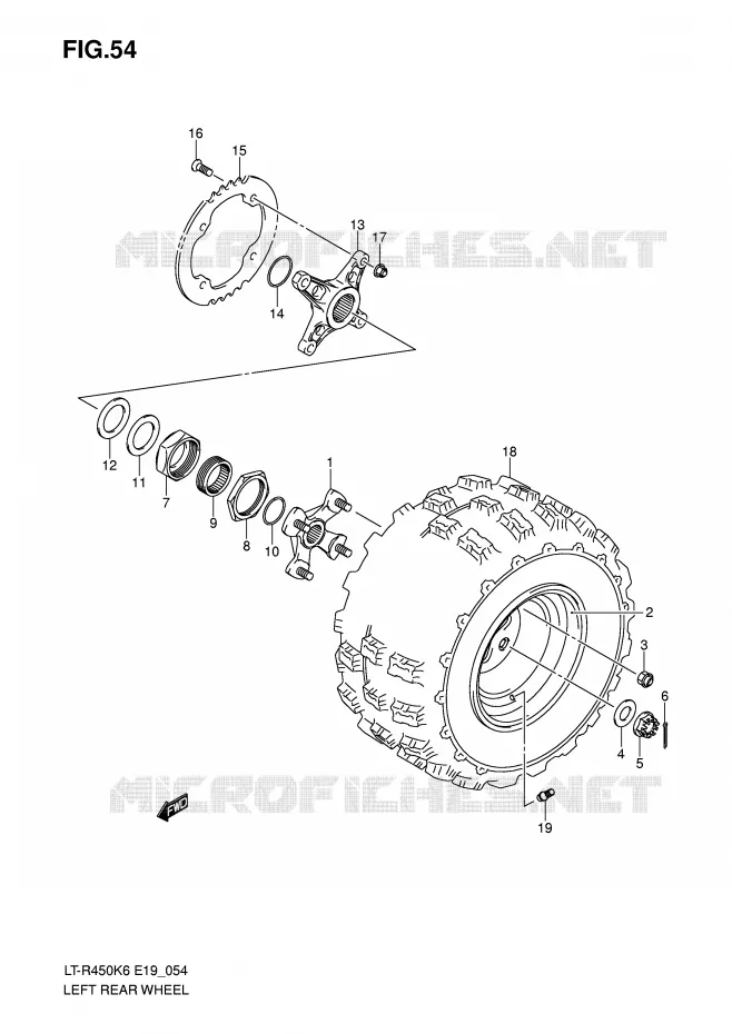ROUE ARRIERE GAUCHE (MODEL K6/K7) Suzuki QUAD 450 QUADRACER 2010  LT-R450L0(E19)