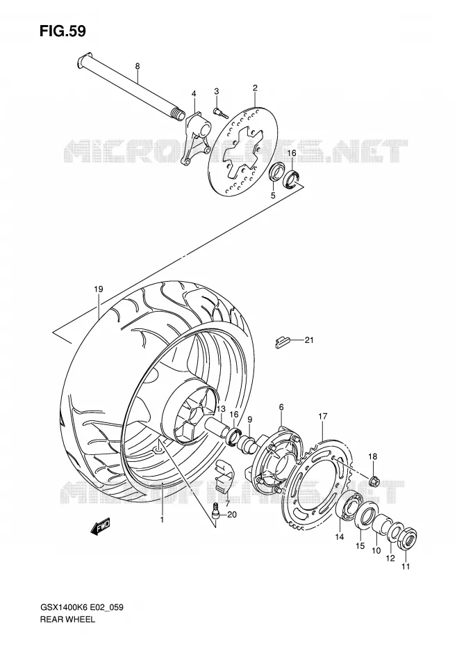 ROUE ARRIERE Suzuki MOTO 1400 GSX 2007  GSX1400ZK7(E2)