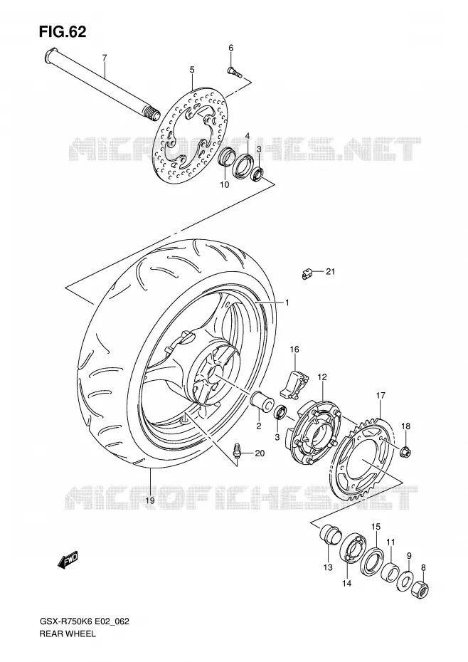 ROUE ARRIERE Suzuki MOTO 750 GSX-R 2007  GSX-R750U2K7(E2)