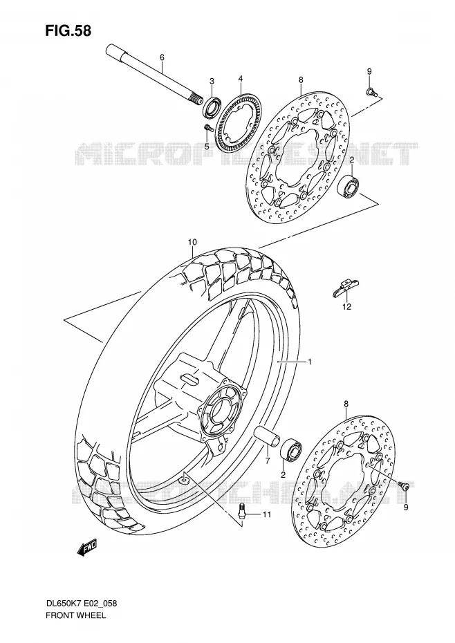 ROUE AVANT (DL650AK7/AK8/AK9/AL0/AUEL0) Suzuki MOTO 650 V-STROM 2010  DL650AL0(E2)