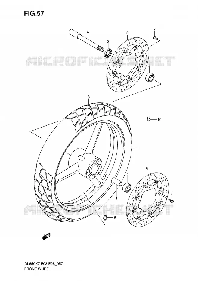 ROUE AVANT (DL650K7/K8/K9/L0) Suzuki MOTO 650 V-STROM 2008  DL650K8(E3/E28)