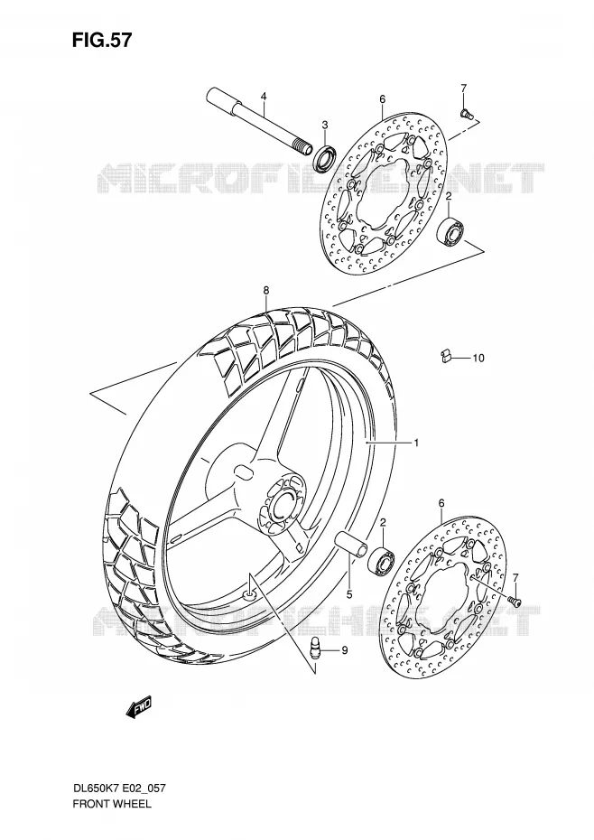 ROUE AVANT (DL650K7/K8/K9/L0/UEL0) Suzuki MOTO 650 V-STROM 2010  DL650AL0(E2)