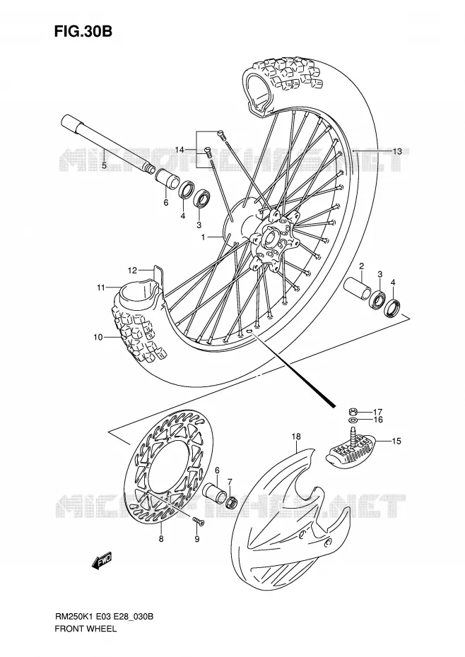 ROUE AVANT (RM250ZK6) Suzuki MOTO 250 RM 2002  RM250K2(E3/E28)