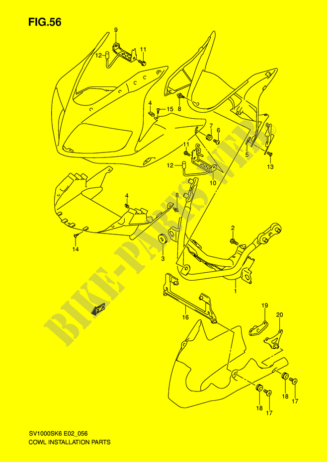 SUPPORTS / FIXATIONS CARENAGES (SV1000S/S1/S2) pour Suzuki SV 1000 2007