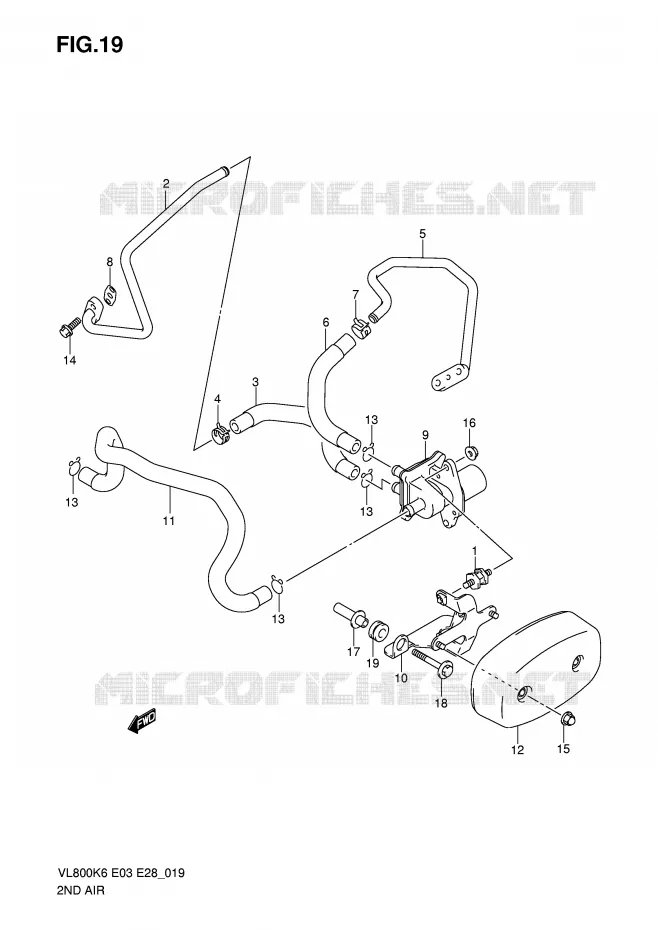 SYSTÈME DE RECYCLAGE GAZ D'ECHAPPEMENT (MODEL K6/K7/K8) Suzuki MOTO 800 VOLUSIA 2010  VL800L0(E3/E28)