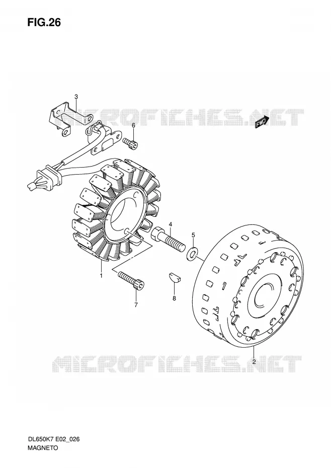 ALLUMAGE ROTOR - STATOR (MODEL K7) Suzuki MOTO 650 V-STROM 2007  DL650AK7(E2)