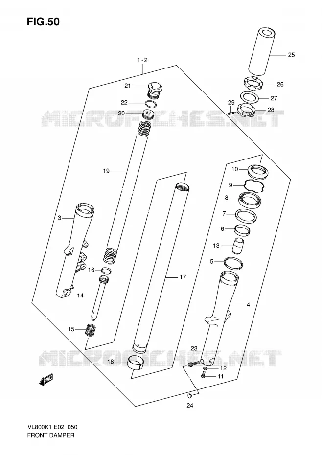 AMORTISSEUR AVANT (MODELE K/K2/K3/K4) Suzuki MOTO 800 VOLUSIA 2005  VL800ZK5(E2)