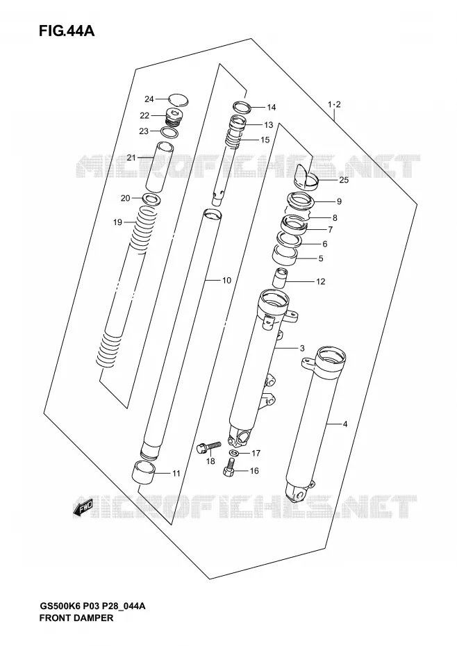 AMORTISSEUR AVANT (MODELE K4/K5/K6) Suzuki MOTO 500 GS-F 2004  GS500FK4(P3)