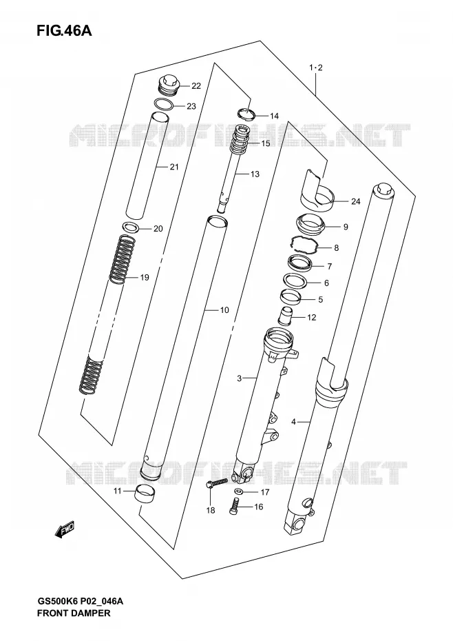AMORTISSEUR AVANT (MODELE K4/K5/K6) Suzuki MOTO 500 GS-F 2005  GS500FK5(P19)