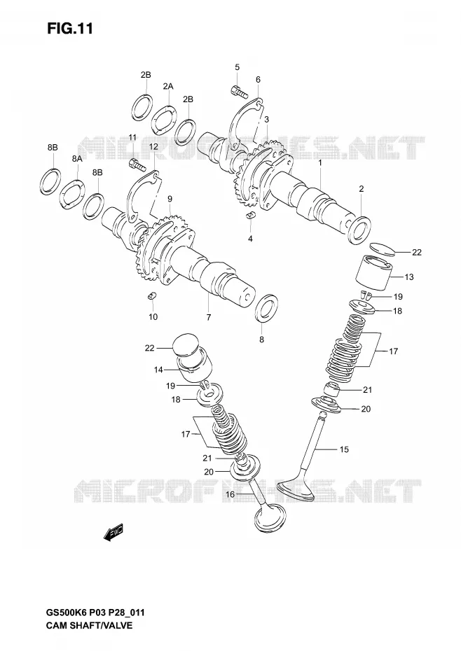 ARBRE A CAMES - SOUPAPES Suzuki MOTO 500 GS-E 2005  GS500K5(P3)