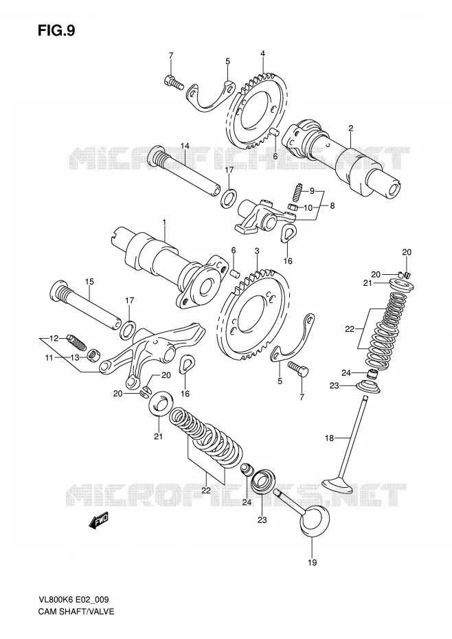 ARBRE A CAMES - SOUPAPES Suzuki MOTO 800 VOLUSIA 2006  VL800CUEK6(E2)