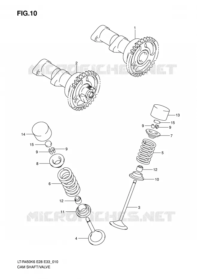 ARBRE A CAMES - SOUPAPES Suzuki QUAD 450 QUADRACER 2008  LT-R450ZK8(E28/E33)