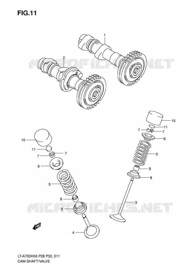 ARBRE A CAMES - SOUPAPES Suzuki QUAD 700 KINGQUAD 2006  LT-A700XK6(P28/P33)