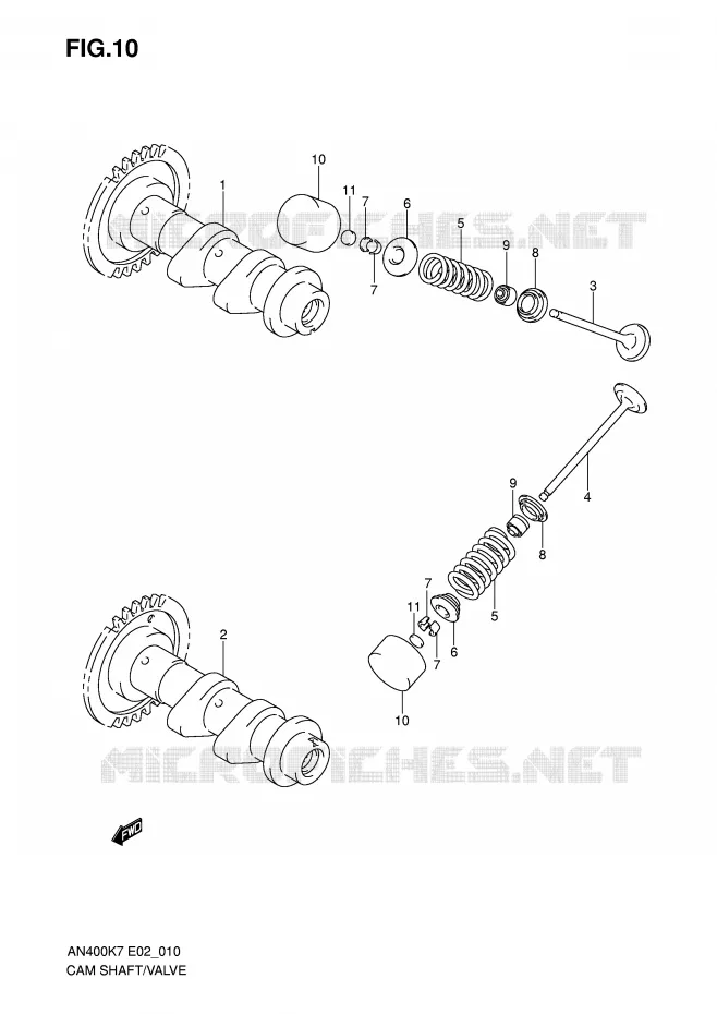 ARBRE A CAMES - SOUPAPES Suzuki SCOOTER 400 BURGMAN 2009  AN400AK9(E2)