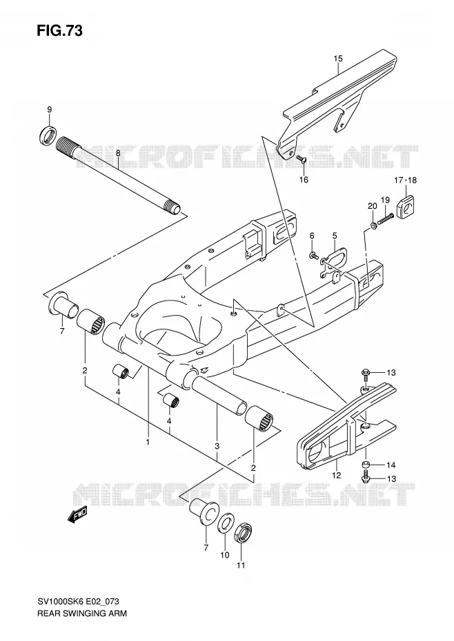 BRAS OSCILLANT ARRIERE Suzuki MOTO 1000 SV 2006  SV1000S1K6(E2)