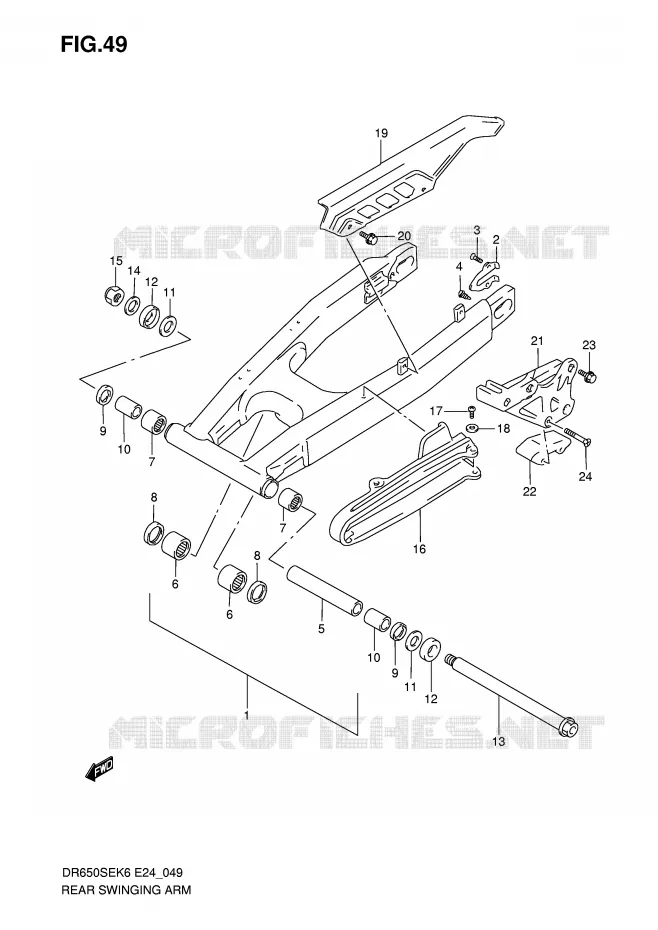 BRAS OSCILLANT ARRIERE Suzuki MOTO 650 DR 2010  DR650SEL0(E24)
