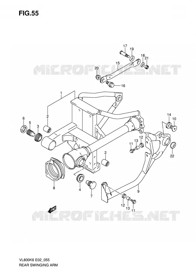 BRAS OSCILLANT ARRIERE Suzuki MOTO 800 VOLUSIA 2007  VL800K7(E2)