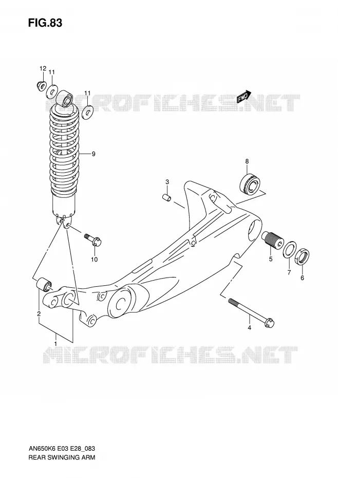 BRAS OSCILLANT ARRIERE Suzuki SCOOTER 650 BURGMAN 2006  AN650AK6(E3/E28)