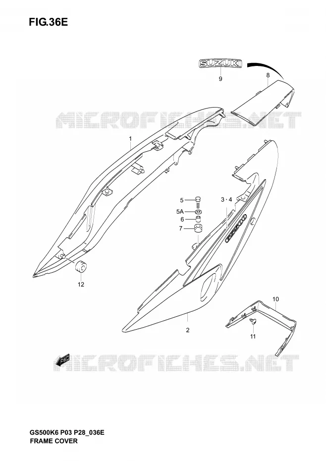 CARENAGES ARRIERE  (GS500K6 P28) Suzuki MOTO 500 GS-F 2005  GS500FK5(P3)