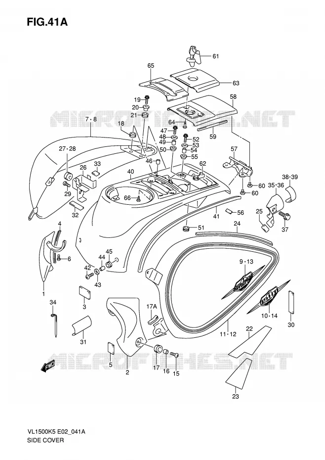 CARENAGES ARRIERE (MODEL K6/K7) Suzuki MOTO 1500 INTRUDER 2006  VL1500K6(E2)