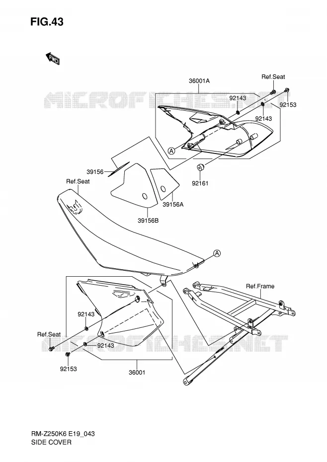 CARENAGES ARRIERE Suzuki MOTO 250 RM-Z 2006  RM-Z250K6(E19)