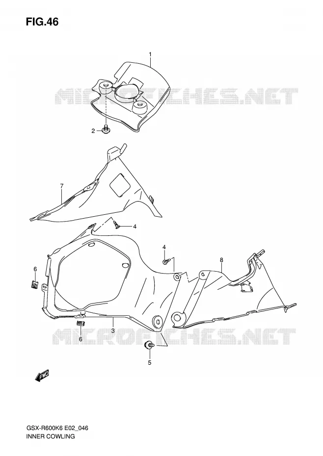 CARENAGES INTERIEURS Suzuki MOTO 600 GSX-R 2007  GSX-R600U2K7(E2)