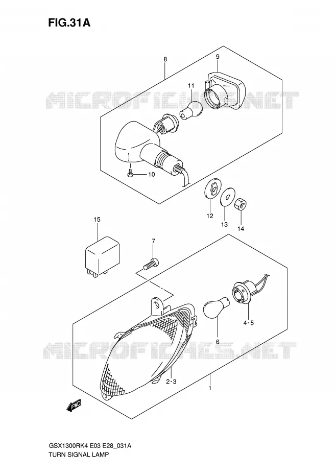 CLIGNOTANTS (MODEL K5/K6/K7) Suzuki MOTO 1300 HAYABUSA 2004  GSX1300RK4(E3/E28)