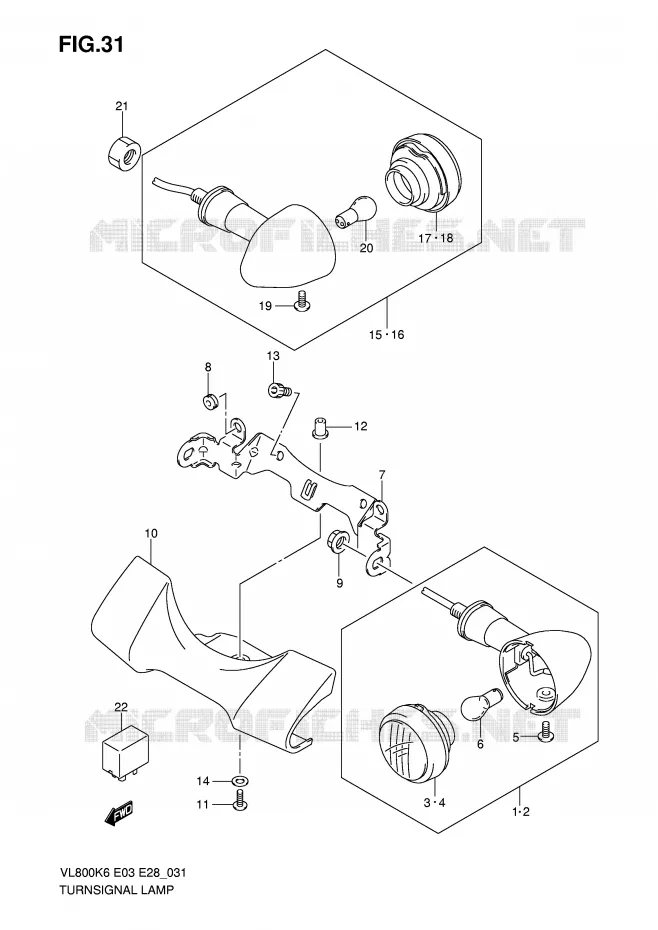 CLIGNOTANTS (MODEL K6) Suzuki MOTO 800 INTRUDER 2010  VL800CL0(E3/E28)