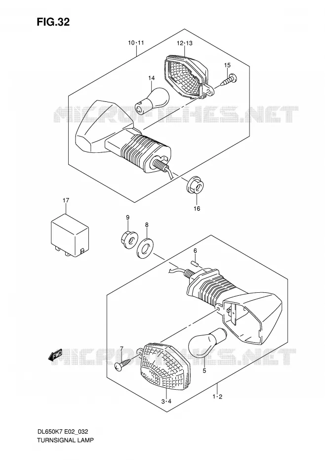 CLIGNOTANTS (MODEL K7/K8) Suzuki MOTO 650 V-STROM 2007  DL650U3K7(E2)