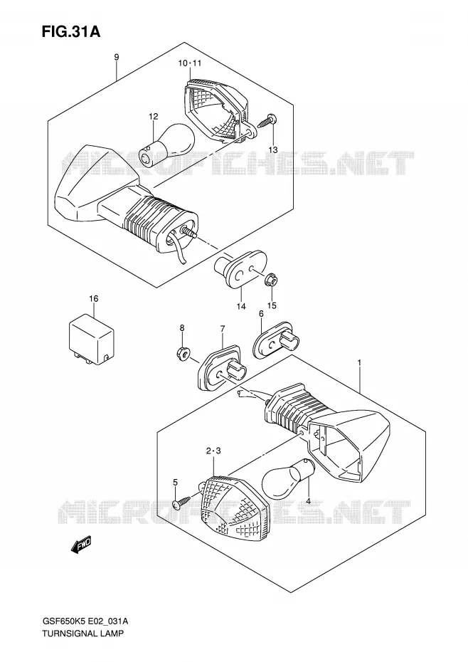 CLIGNOTANTS (MODELE K6) Suzuki MOTO 650 BANDIT 2006  GSF650K6(E2)