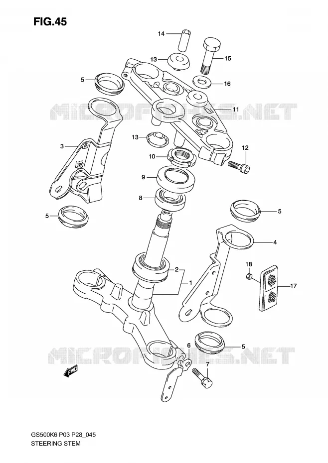 COLONNE DE DIRECTION (MODELE K3) Suzuki MOTO 500 GS-F 2005  GS500FK5(P3)