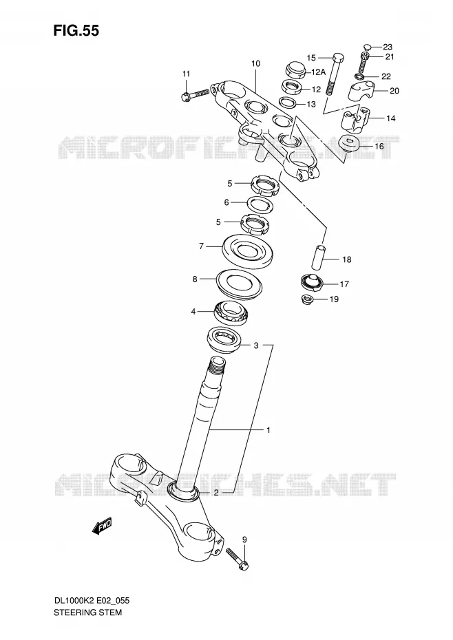 COLONNE DE DIRECTION Suzuki MOTO 1000 V-STROM 2005  DL1000K5(E2)
